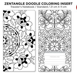 Zen MANDALA Doodles COLORING Activity TN Insert Standard Size Traveler's Notebook image 4