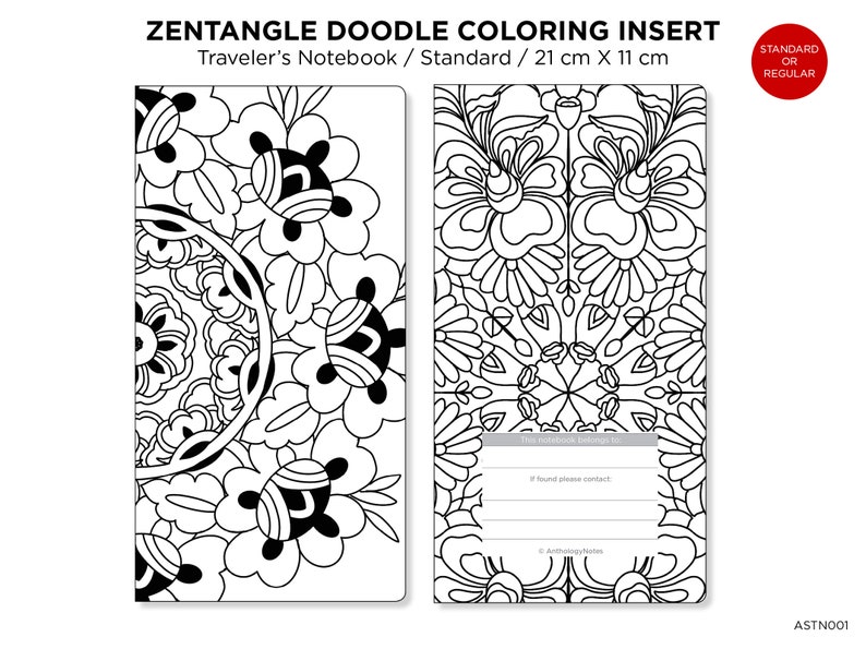 Zen MANDALA Doodles COLORING Activity TN Insert Standard Size Traveler's Notebook image 4