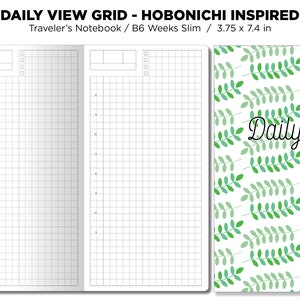 B6 SEMANAS Slim Daily View Hobonichi Inspired GRID Bundle Cuaderno de viajero Inserto imprimible para Hobonichi WEEKS Size Planner