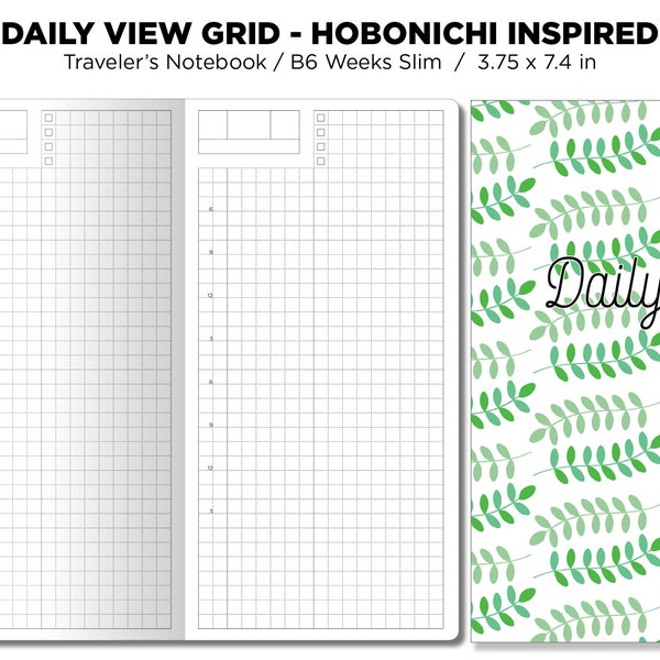 B6 SEMAINES Slim Daily View Hobonichi Inspiré GRID Bundle Carnet de voyage Insert imprimable pour Hobonichi WEEKS Size Planner