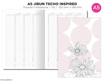 JIBUN Techo True A5 Weekly GRID Traveler's Notebook Vertical Japanese Planner Inspired Functional Printable Insert