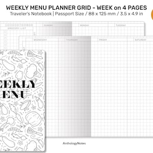 TN Passport Weekly MENU Planner Printable Insert Traveler's Notebook ...