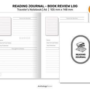 LÄSNINGSjournal TN A6 Utskrivbar Refill-insats för Reseanteckningsbok - Bokrecensionslogg - A622-009