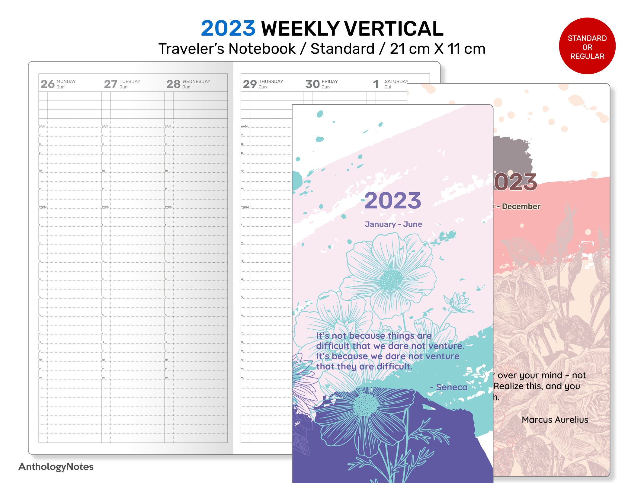 2023 Traveler's Notebook WEEKLY Vertical Printable Dated Etsy