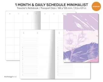 Monthly & Daily PASSPORT TN Printable Refill Insert Minimalist Traveler's Notebook