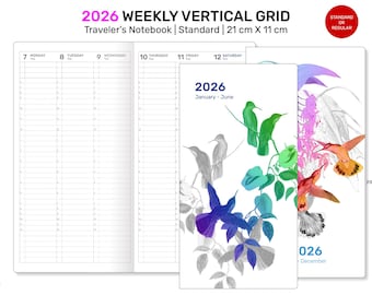 Caderno de Viagem Semanal 2026, Folha Vertical Imprimível Datada, PADRÃO DSTN004-2026