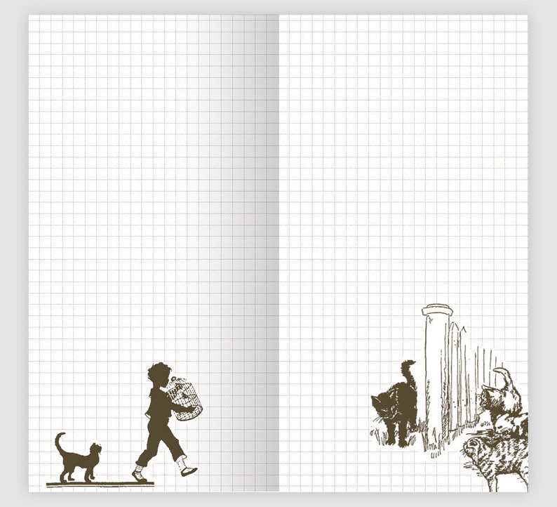 Traveler's Notebook Printable Insert Midori Vintage Cats | Etsy