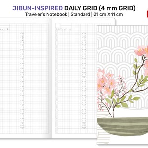 TN JIBUN Daily Inspired 24 Hour Timetrack 4MM GRID Regular Size Traveler&#39;s Notebook Printable Planner Insert RTN22-006B