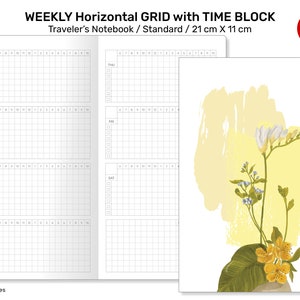 Standard Weekly HORIZONTAL Grid with TIMEBLOCK Printable TN Refill Insert - Wo2P | RTN22-001