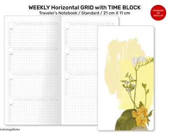 Standard Weekly HORIZONTAL Grid with TIMEBLOCK Printable TN Refill Insert - Wo2P | RTN22-001