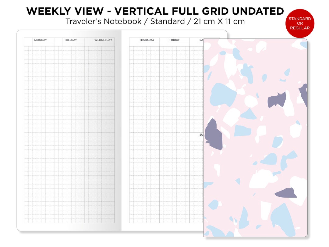 Traveler's Notebook Standard Size Printable Insert Weekl GRID VERTICAL ...