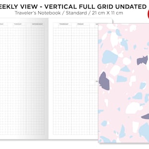 Traveler&#39;s Notebook Standard Size Printable Insert Weekl GRID VERTICAL Undated