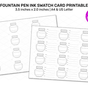 Printable FOUNTAIN PEN Ink Swatch Cards - DIY Ink Swatching AFP001 - Etsy