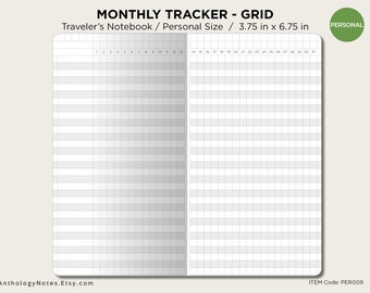 PERSONAL Monthly Tracker GRID Traveler's Notebook Printable Insert