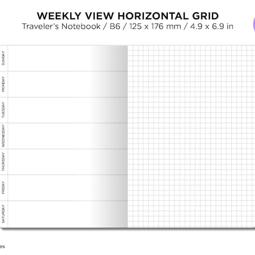 TN B6 WEEKLY Vertical View Printable Grid Traveler's - Etsy