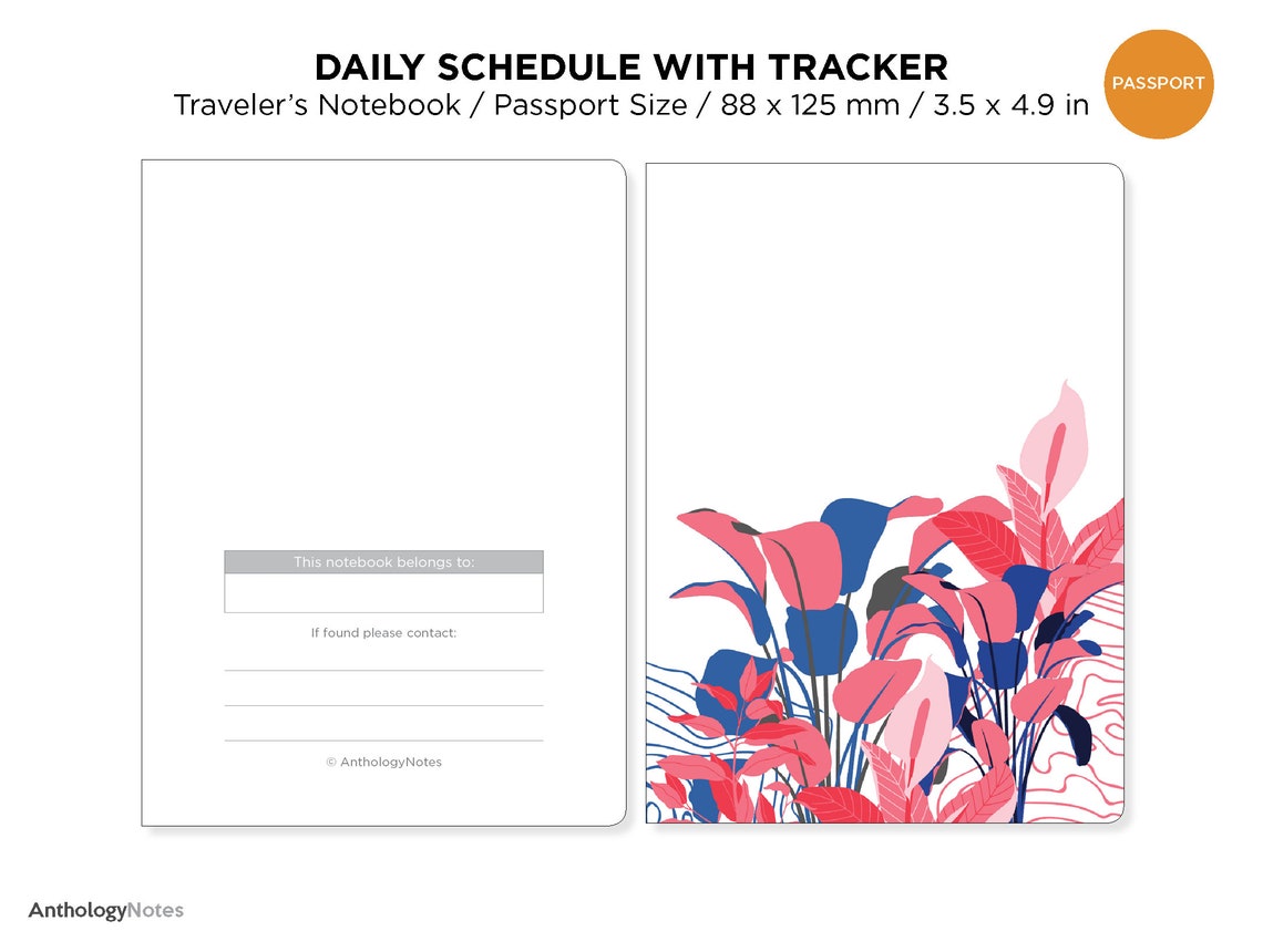 Passport TN DAILY SCHEDULE With Habit Tracker Printable Insert Traveler ...