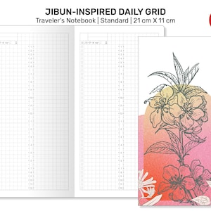 TN JIBUN Daily Inspired 24 Hour Timetrack Regular Size Traveler&#39;s Notebook Printable Planner Insert RTN22-006