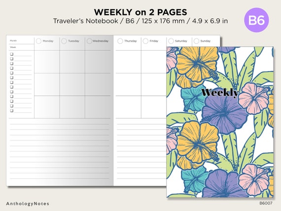 Traveler's Notebook B6 Weekly Vertical View Printable - Etsy