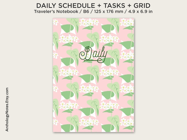B6 Daily View Printable Insert Traveler's Notebook Do1P Schedule, Tasks, Grid, Undated Minimalist Functional image 5