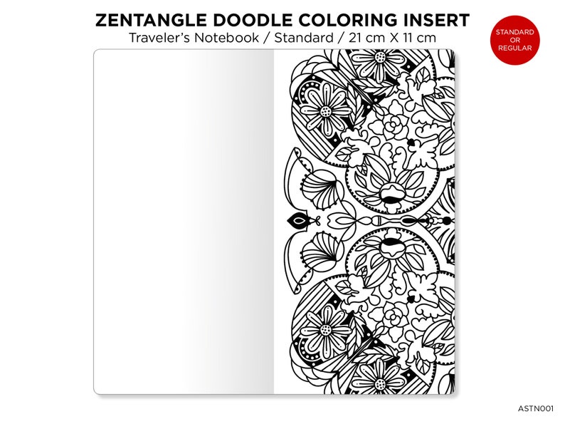 Zen MANDALA Doodles COLORING Activity TN Insert Standard Size Traveler's Notebook image 6