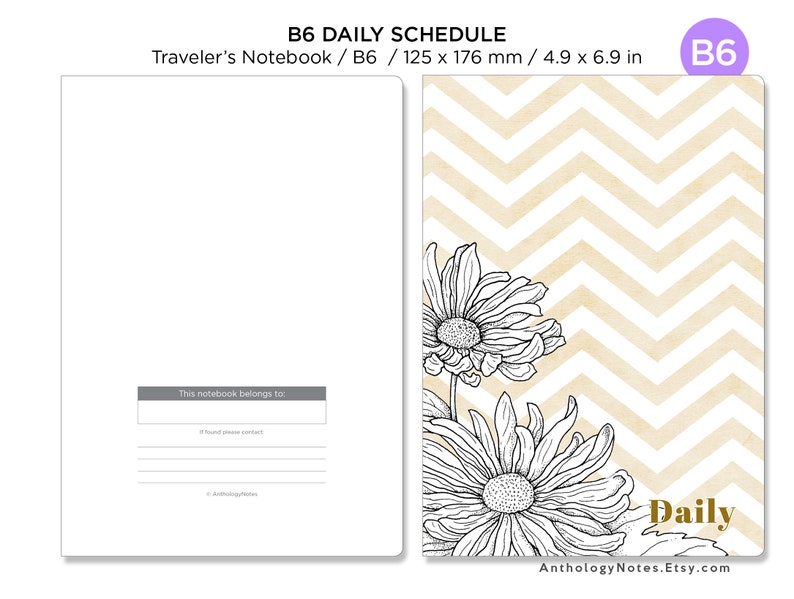B6 DAILY View Schedule Traveler's Notebook Printable - Etsy