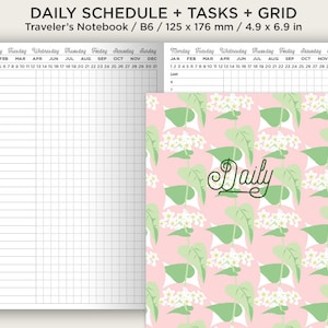 B6 Daily View Printable Insert Traveler's Notebook Do1P Schedule, Tasks, Grid, Undated Minimalist Functional image 1