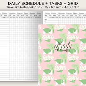 B6 Daily View Printable Insert Traveler&#39;s Notebook - Do1P Schedule, Tasks, Grid, Undated - Minimalist Functional