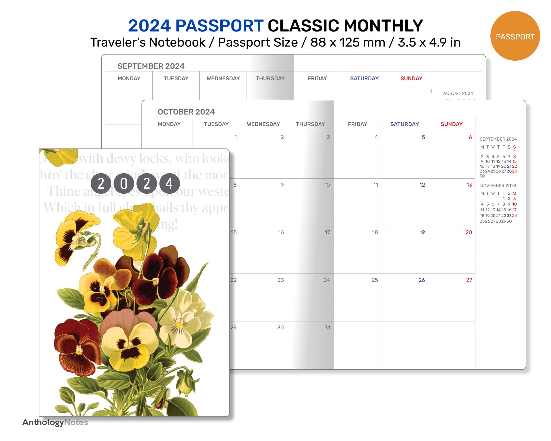 Travelers Notebook Inserts - 2 Pack, 26 Weeks per Book, Free Diary Weekly Planner Refills with 6 Monthly Summary, to Do List Calendar for Standard