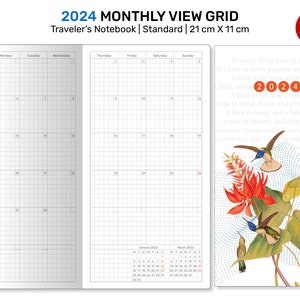 2024 Monthly GRID Standard TN Size Traveler's Notebook Printable Insert  Diary MONDAY Start DSTN008 - Etsy