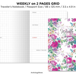 PASPOORT Wekelijks GRID Reizigersnotitieboekje Afdrukbaar inzetstuk Functionele planning