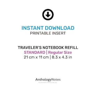 MONTHLY Tracker GRID Standard Size Traveler's Notebook Printable Insert Minimalist Grid Landscape image 12
