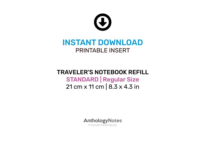MONTHLY Tracker GRID Standard Size Traveler's Notebook Printable Insert Minimalist Grid Landscape image 12