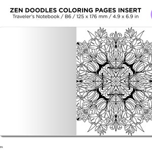 B6 Zen MANDALA Doodles COLORING Activity TN Insert Traveler's Notebook image 6