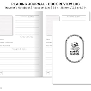 LETTURA Journal TN Passport Inserto di ricarica stampabile per taccuino del viaggiatore - Registro delle recensioni dei libri