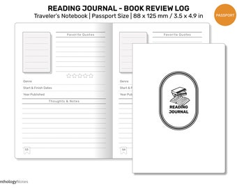 READING Journal TN Passport Printable Refill Insert for Traveler's Notebook - Book Review Log