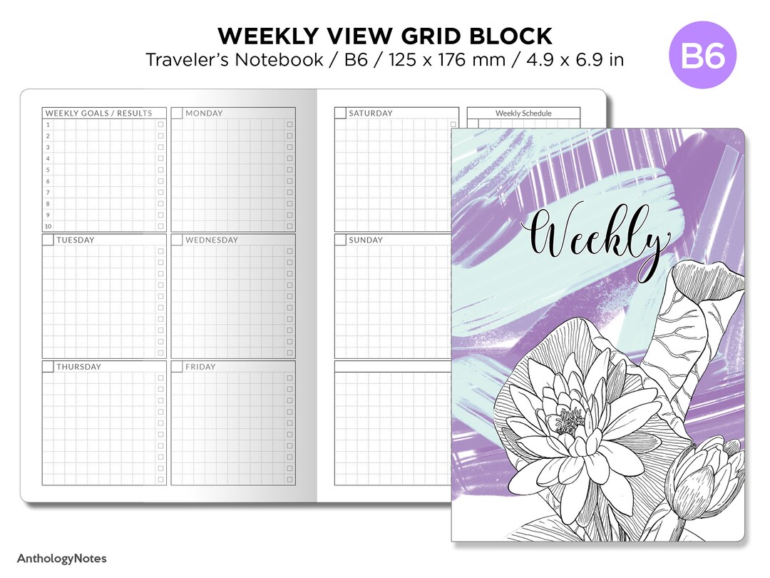 TN B6 Unique Weekly BLOCK GRID Printable Traveler's Notebook Insert - Etsy