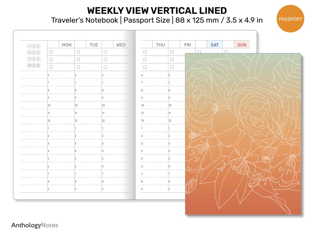 TN Passport Weekly Vertical LINED Printable Insert Refill Minimalist - Etsy