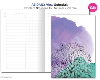 TN A5 DAILY View Appointment Printable Traveler's Notebook Refill Minimalist Printable Planner A522-004-Daily