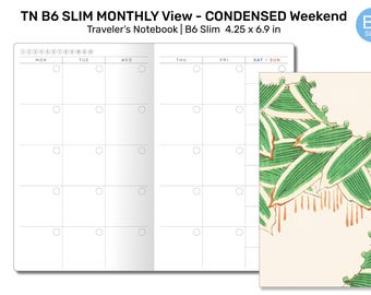 TN B6 Slim Monthly Printable | Condensed Weekend - B6SL010