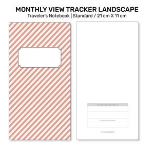 MONTHLY Tracker GRID Standard Size Traveler's Notebook Printable Insert Minimalist Grid Landscape image 8