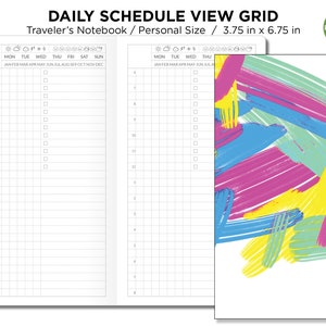 DAILY VIEW GRID Schedule Personal Traveler&#39;s Notebook With Weather and Mood Tracker