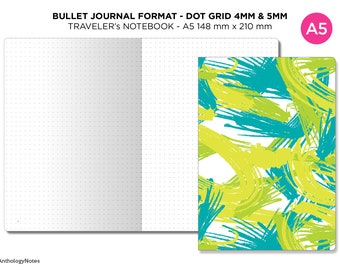 DOT GRID - Traveler's Notebook A5 - Bu jo Format - Numbered Pages, Key Page, Index Page - 5 mm & 4 mm