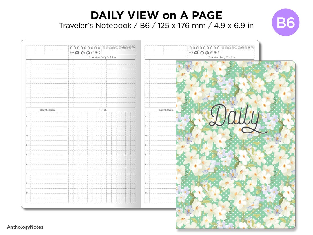 Travel Notebook Graph B6 Daily Traveler's Notebook Printable Minimalist Functional GRID With ...