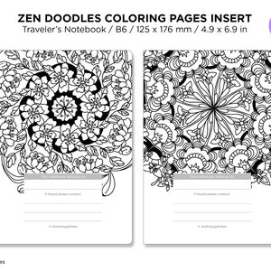 B6 Zen MANDALA Doodles COLORING Activity TN Insert Traveler's Notebook image 5