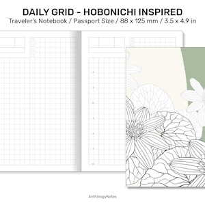 Paspoort TN DAILY Bekijk Hobonichi Geïnspireerd Raster Afdrukbaar Traveler's Notebook Refill Insert - Do1P