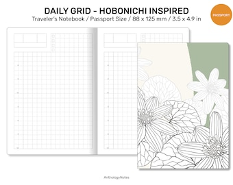 Passport TN DAILY View Hobonichi Inspired Grid Printable Traveler's Notebook Refill Insert - Do1P