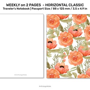 TN PASSPORT Weekly Horizontal Classic Printable Refill Insert Traveler ...
