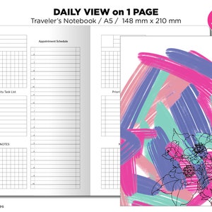 DAILY View A5 TN Size Traveler&#39;s Notebook Printable Insert Appointment Schedule Diary A5019