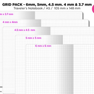 A5 Size Traveler's Notebook Printable Classic Grid Lines BUNDLE SET - Printable PDF Planner
