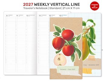 2027 Traveler's Notebook WEEKLY Vertical Printable Dated Insert STANDARD DSTN004-2027